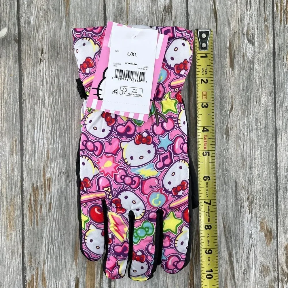 Hello Kitty Pink Beanie Hat & Gloves 3-Piece Set